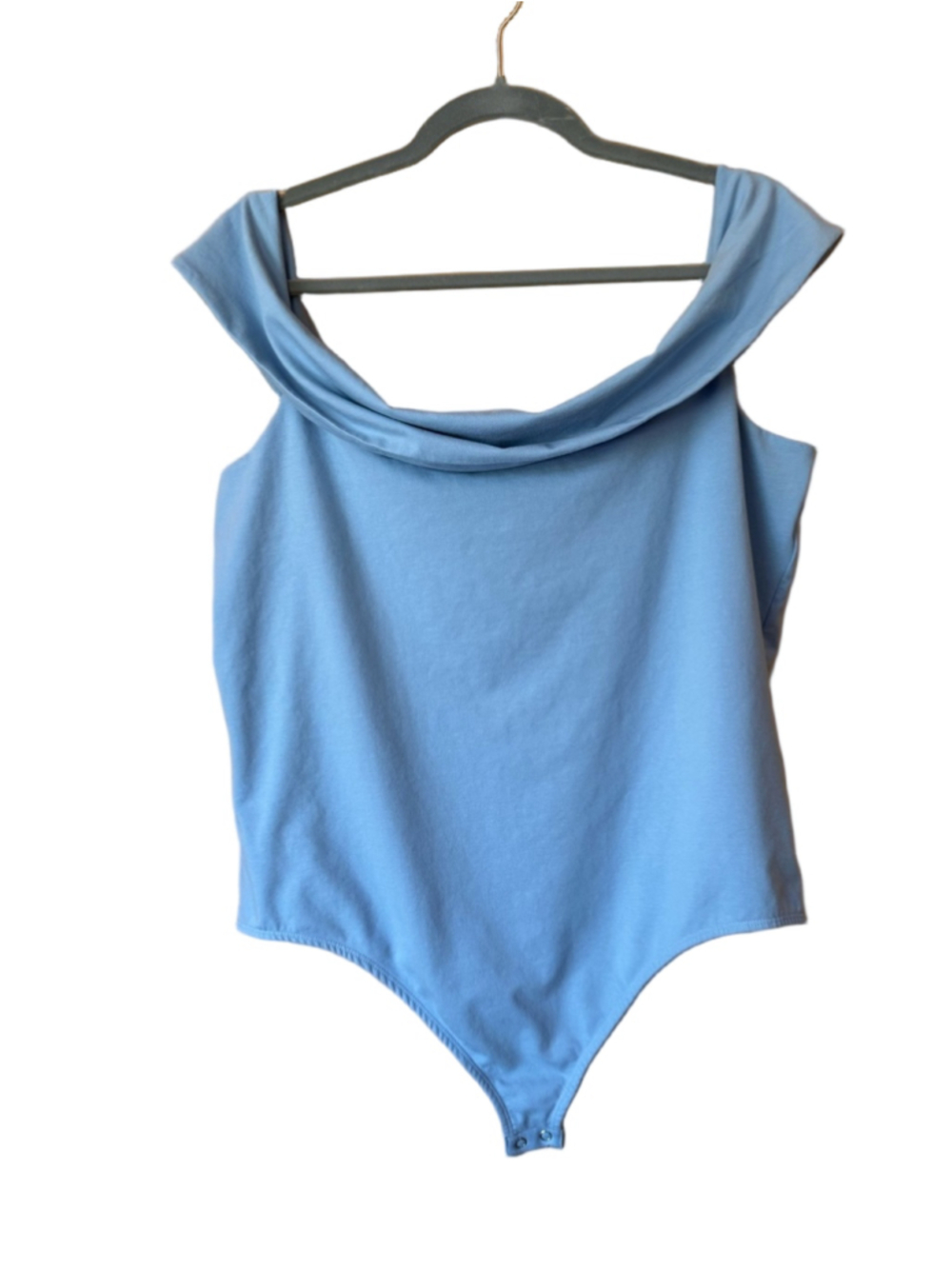 Express Body Contour Compression Off-Shoulder Dusty Blue Bodysuit size XL